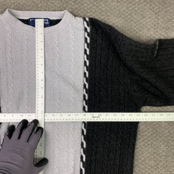 Vintage Nick Faldo Pringle Sweater Men's XL Blue White Wool Cable Knit Golf - Picture 6 of 7